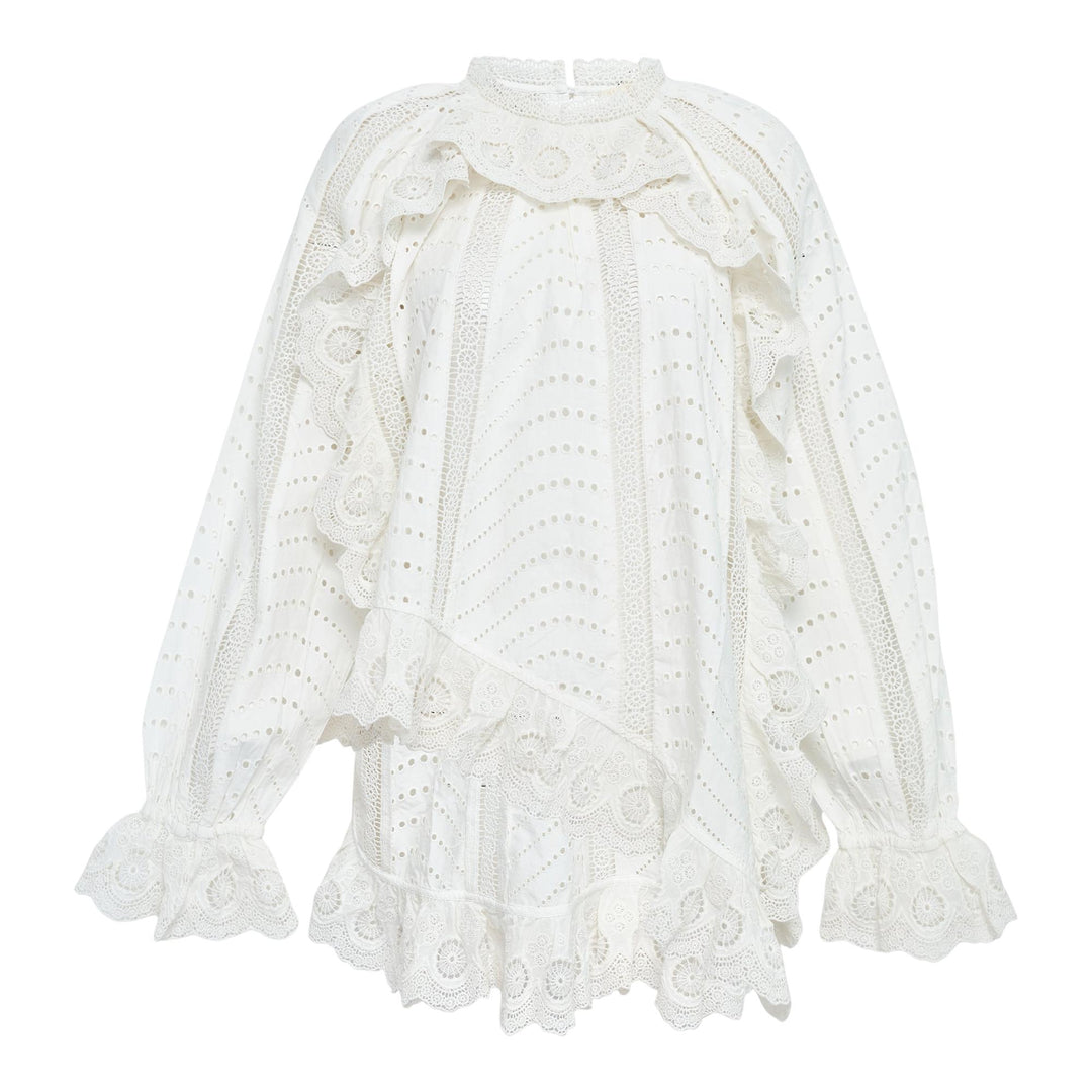 Club21 - Ulla Johnson - Marcella Asymmetrical Long Sleeve Blouse - BLOUSES - Ivory