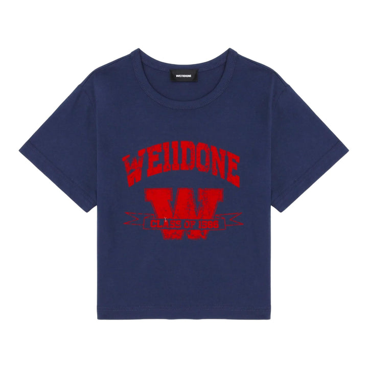 Club21 - We11done - Navy Womens 11 Print Slim Fit T-Shirt - TEES - Navy