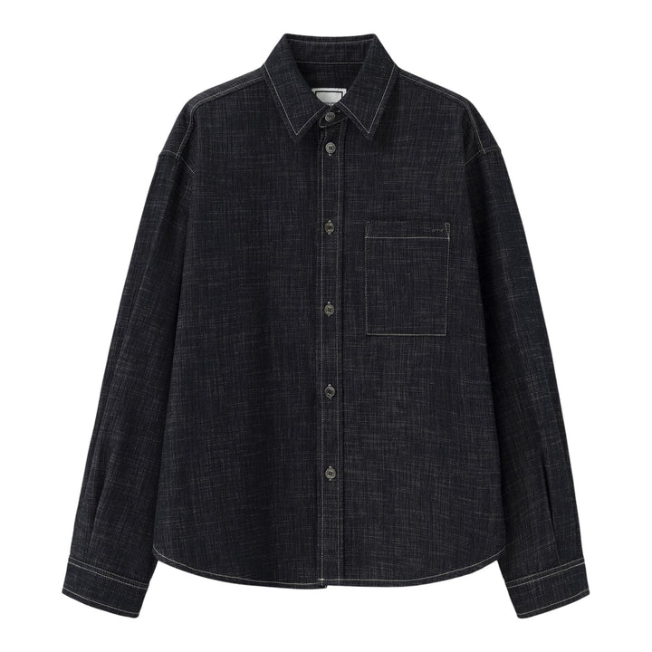 Club21 - Wooyoungmi - Rigid Textured Denim Shacket - SHIRTS - Blue