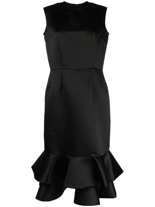 Layered Peplum Hem Satin Dress