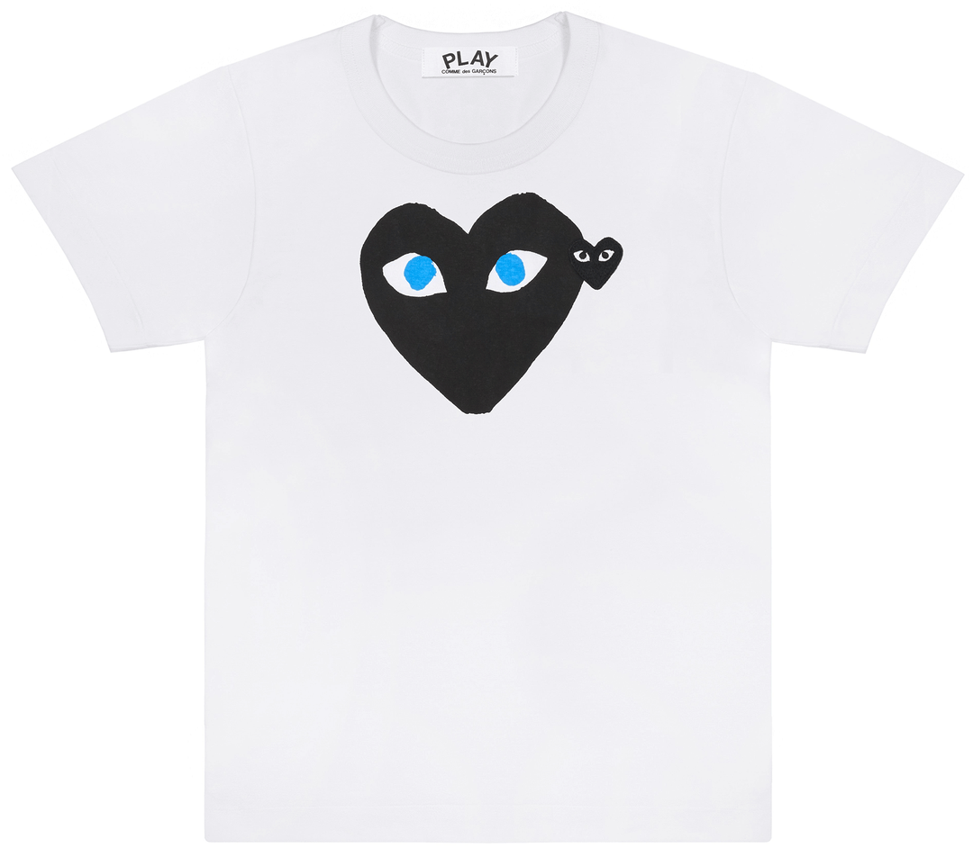 COMME des GARCONS PLAY Black Heart With Blue Eyes Tee Men White 1