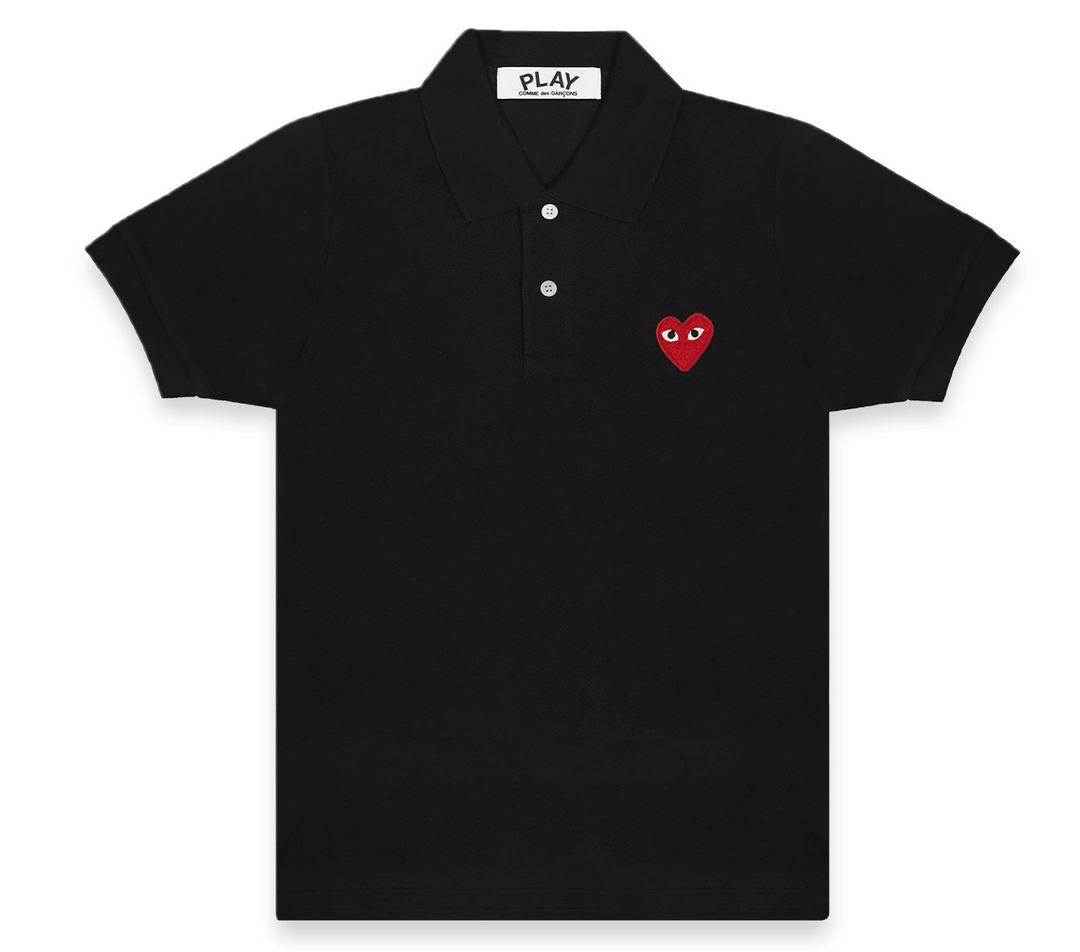 COMME-des-GARCONS-PLAY-Red-Emblem-Polo-T-Shirt-Men-Black-1