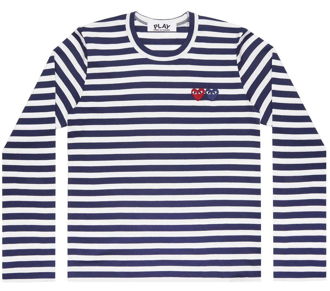 Comme-des-Garcons-PLAY-Striped-With-Red-And-Blue-Heart-Men-Blue-1