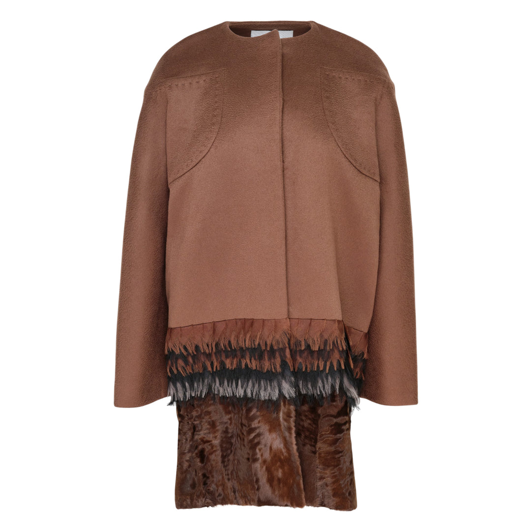 Feather & Fur Trim Coat