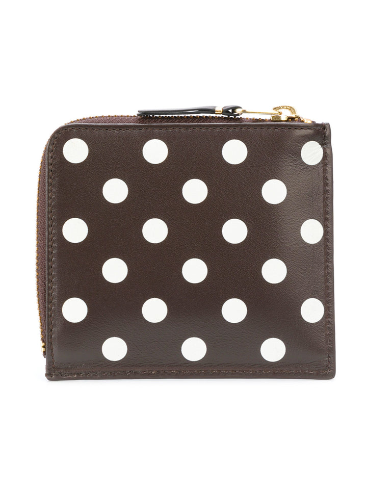 Dots Printed L-Shape Zip Wallet