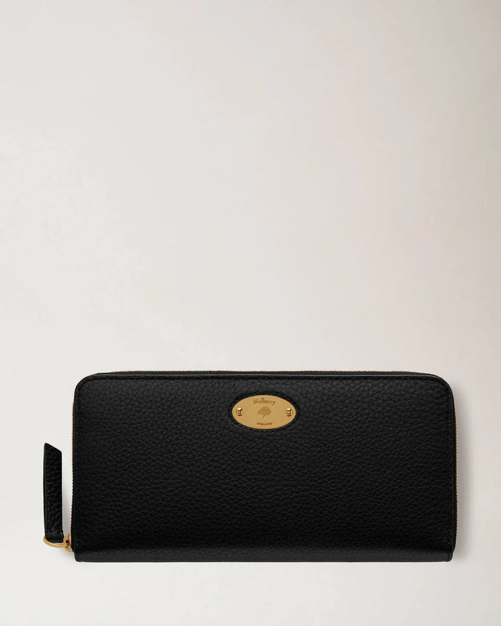 Mulberry Plaque 8 Credit Card Zip Purse Black Small Classic Grain