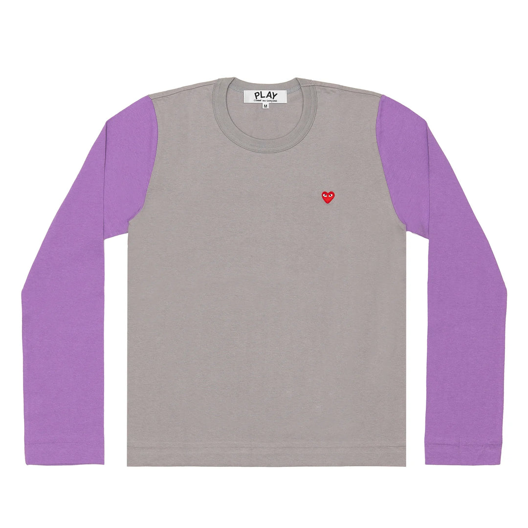 Small Red Heart Bi-Color Long Sleeve Tee Men