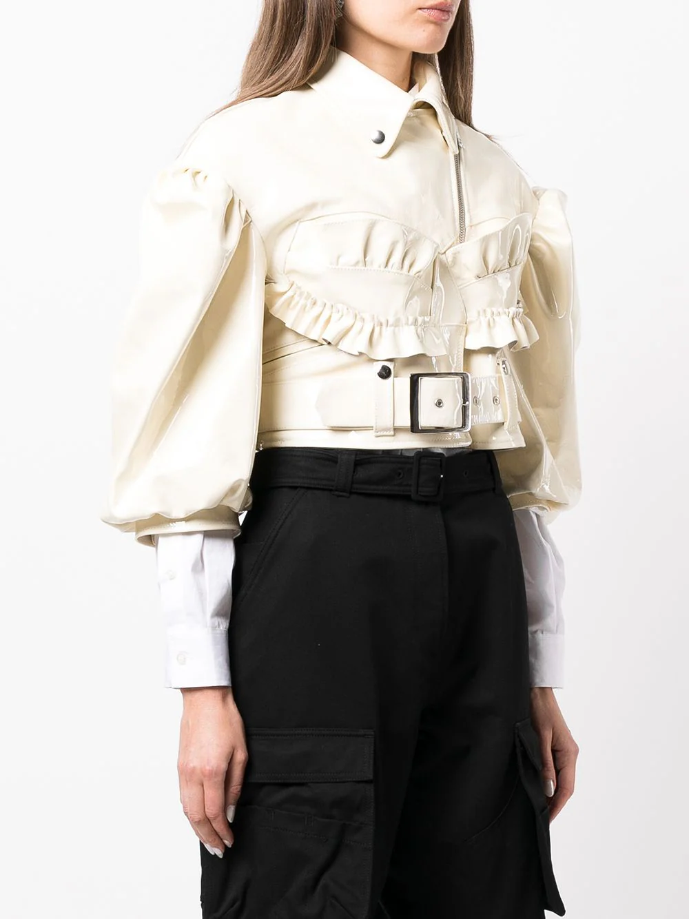 Cropped Bustier Biker Jacket