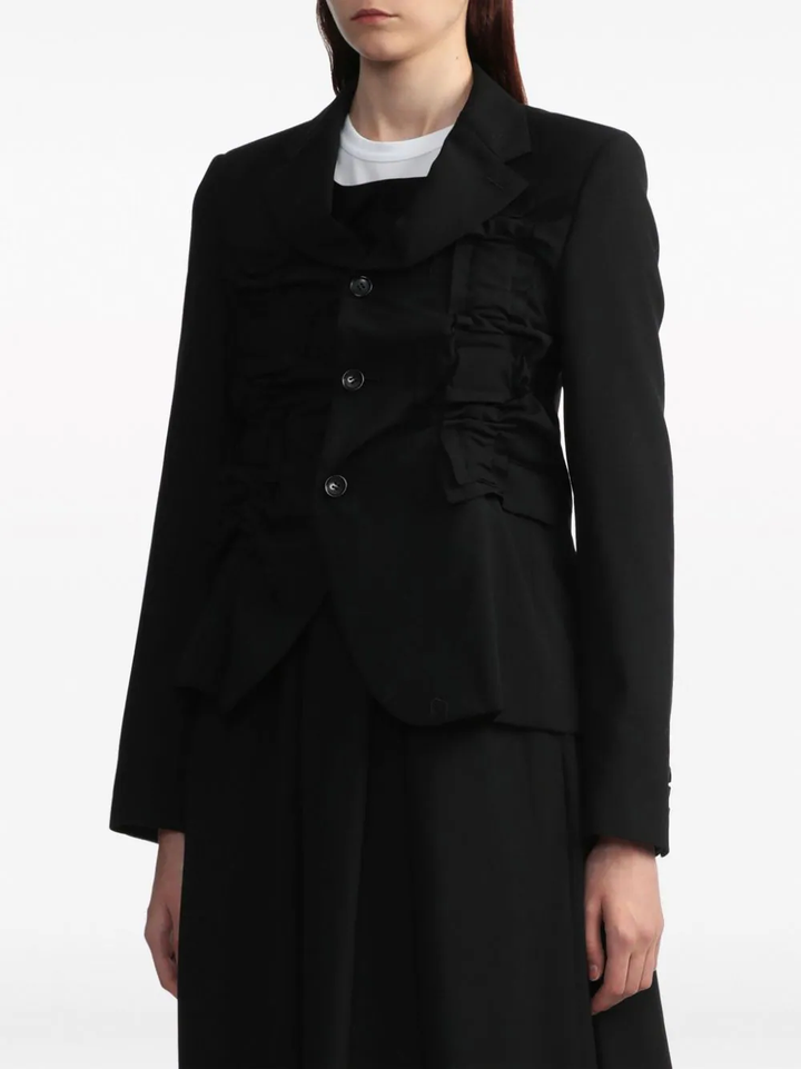 Ruffle Gathering Button Blouson