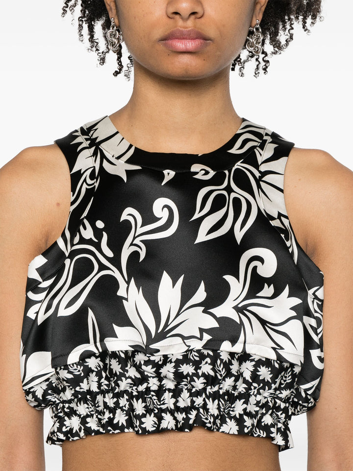 Floral Print Cropped Tank Top