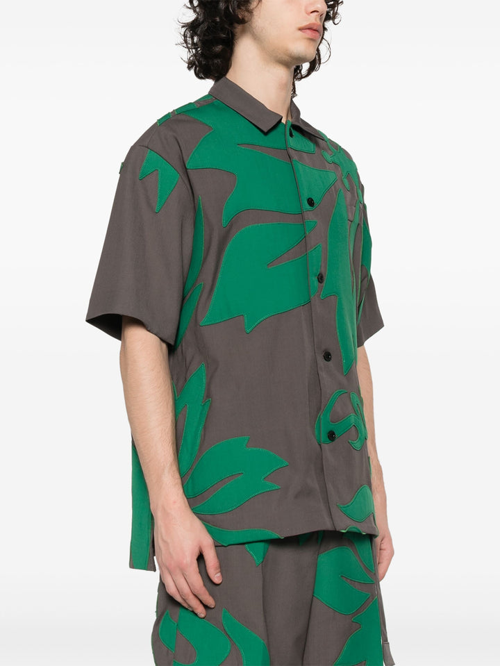 Floral Embroidered Patch Suiting Shirt