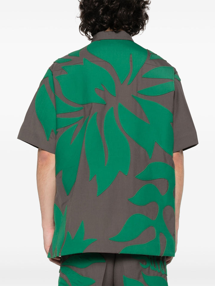 Floral Embroidered Patch Suiting Shirt