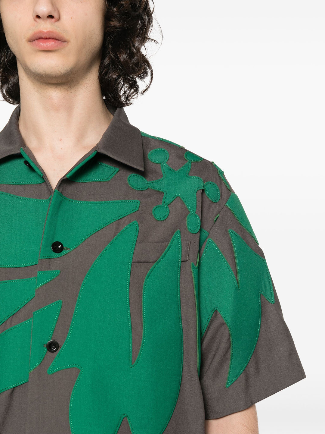 Floral Embroidered Patch Suiting Shirt