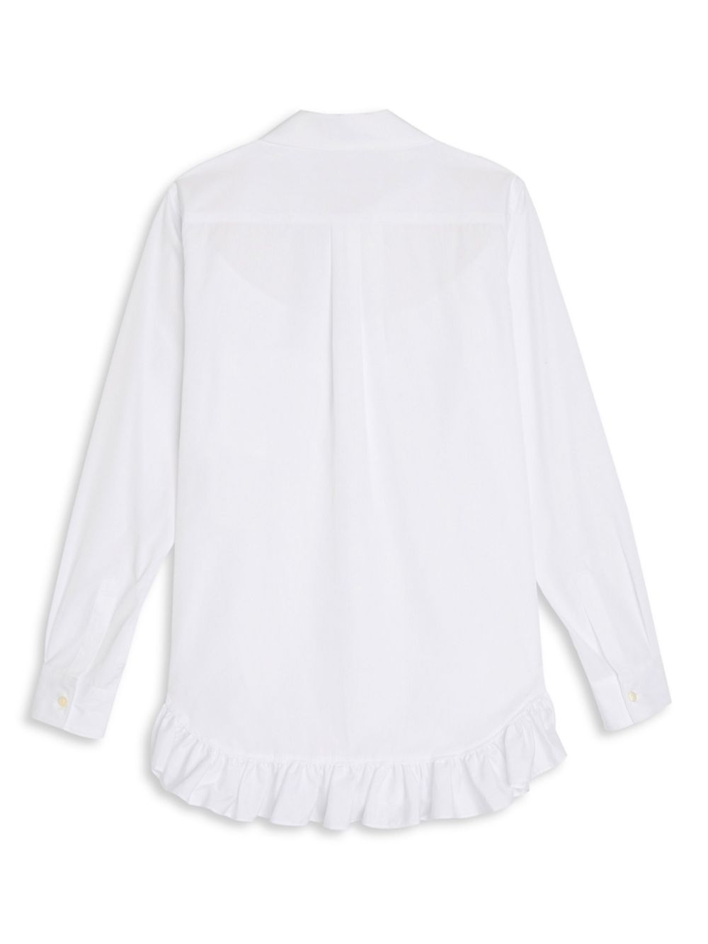 Long Sleeve Button-Up Blouse With Frill