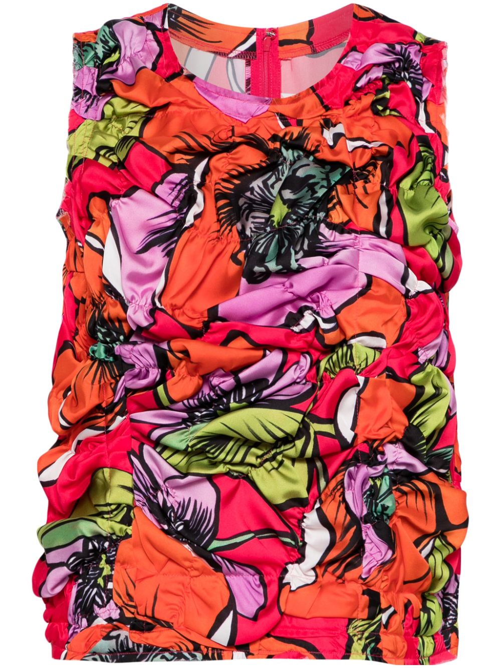 Sleeveless Floral Textured Top