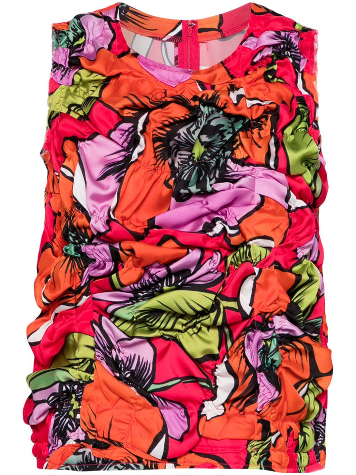Sleeveless Floral Textured Top