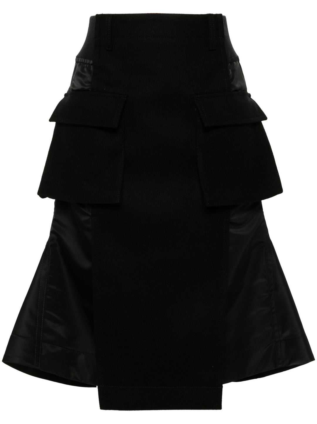 Wool Melton X Nylon Twill Skirt