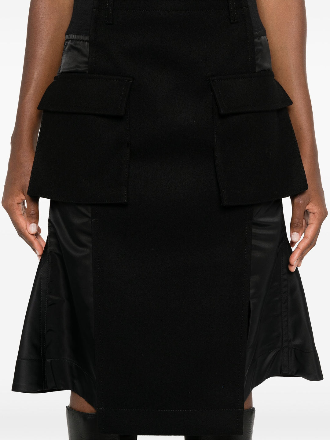 Wool Melton X Nylon Twill Skirt