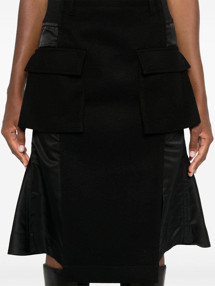 Wool Melton X Nylon Twill Skirt