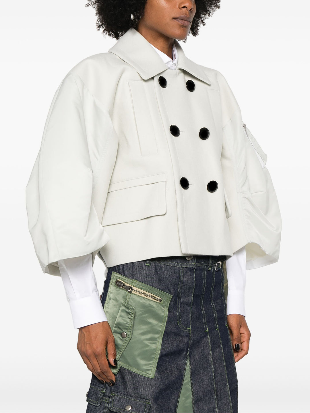 Wool Melton X Nylon Twill Jacket