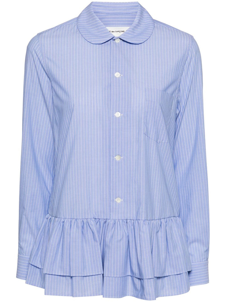 Ruffles Hem Stripe Shirt