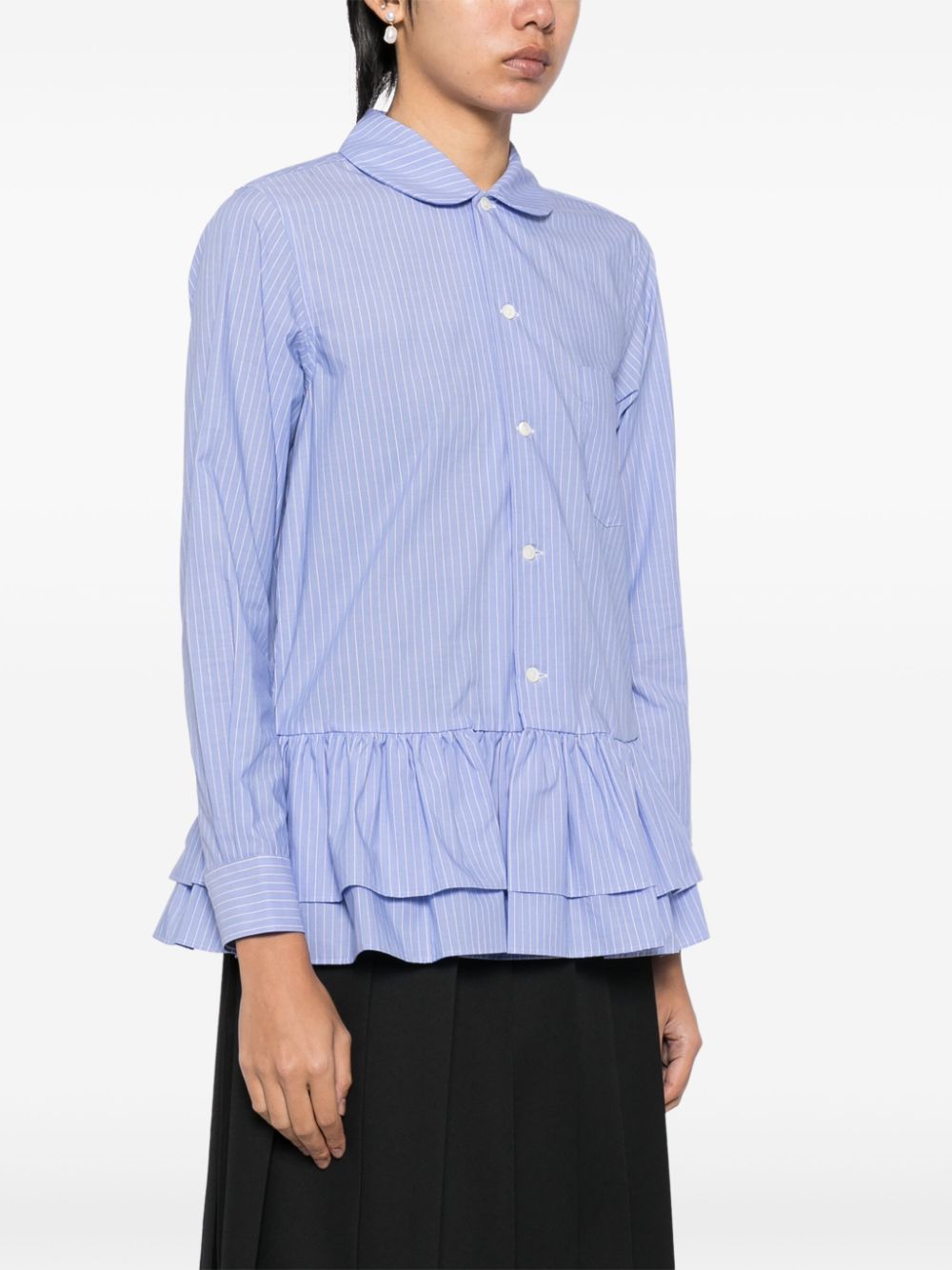 Ruffles Hem Stripe Shirt