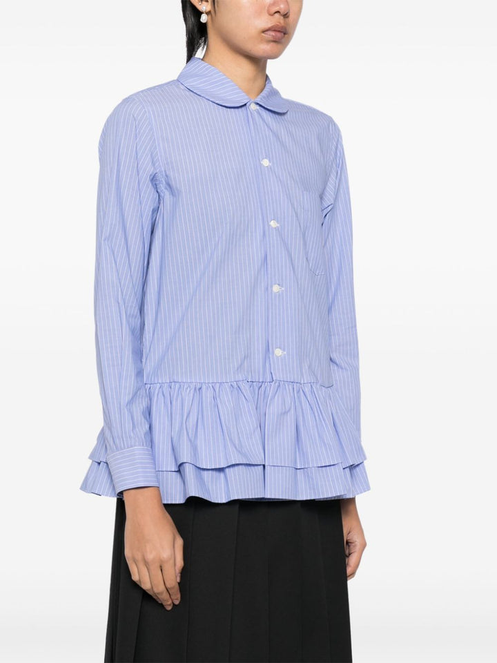 Ruffles Hem Stripe Shirt