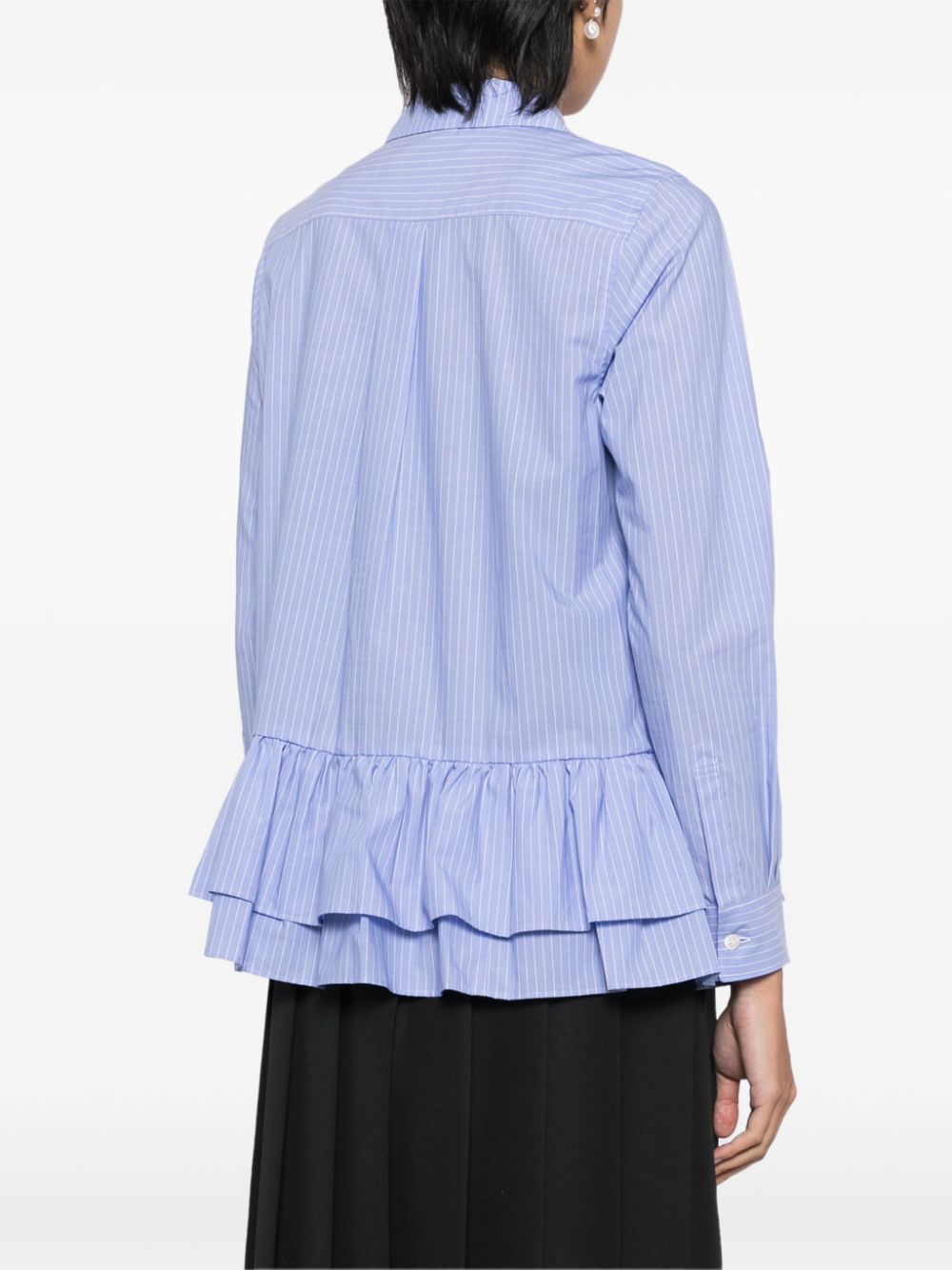 Ruffles Hem Stripe Shirt