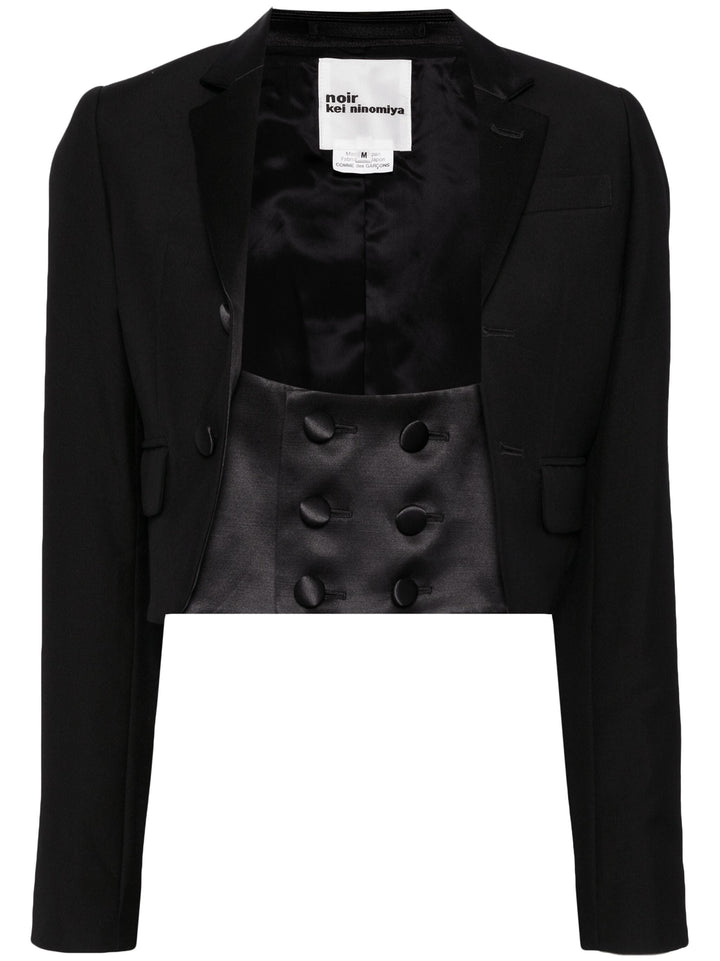 Crop Blazer With Button Details