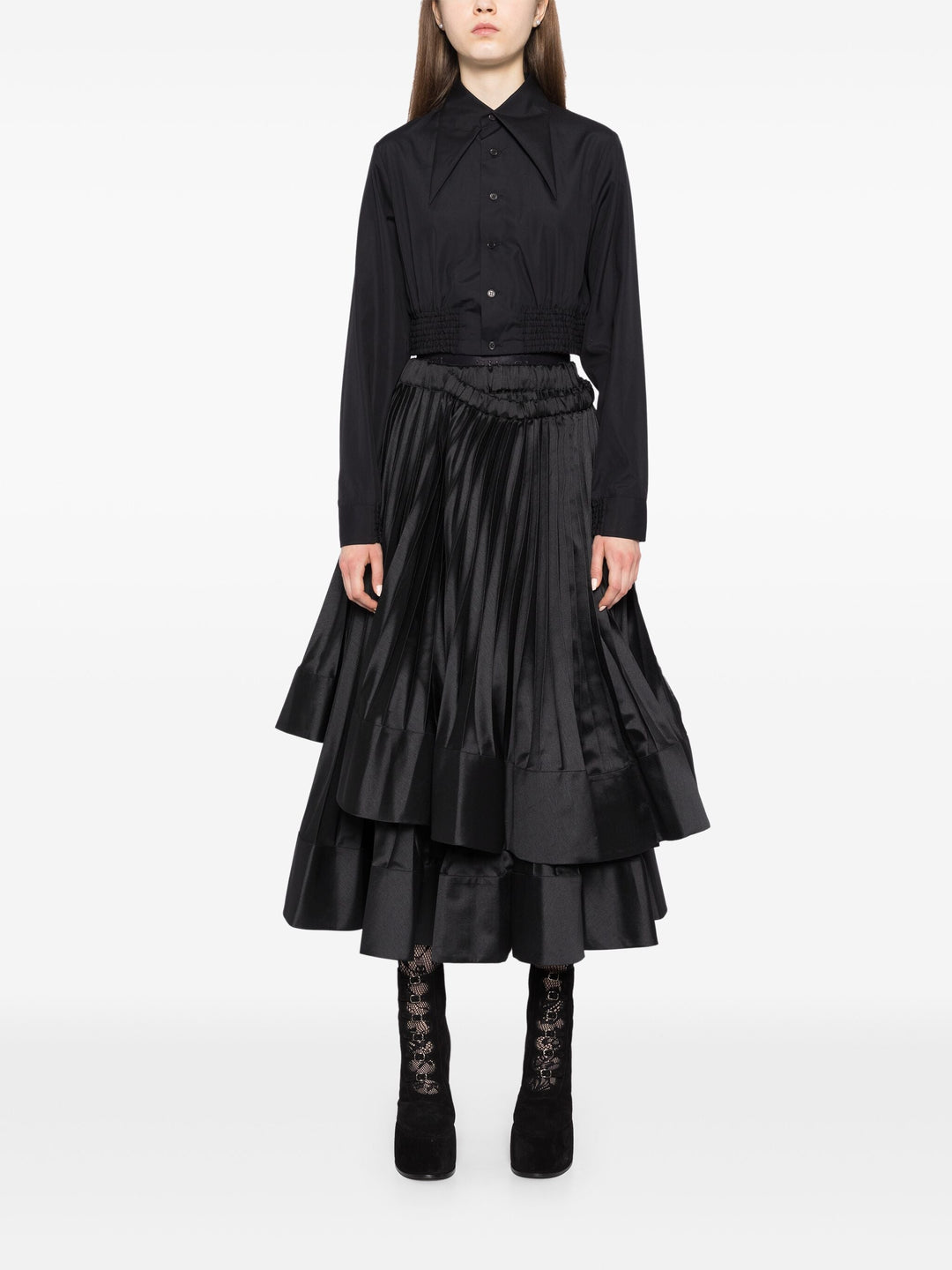 Crop Pointy Collar Shirt