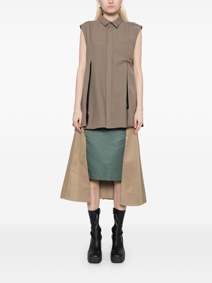 Chiffon Mix Suiting Shirt