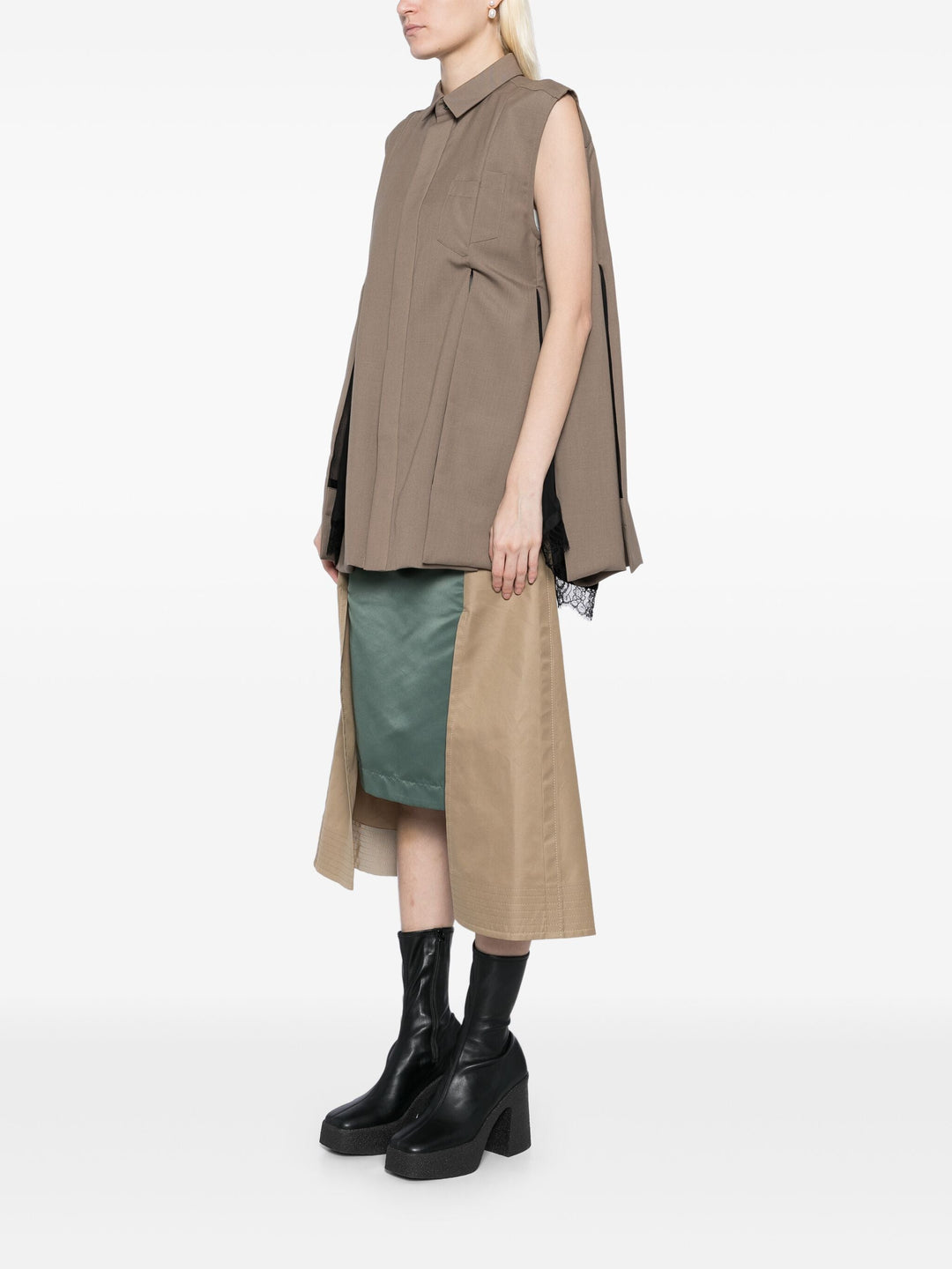 Chiffon Mix Suiting Shirt