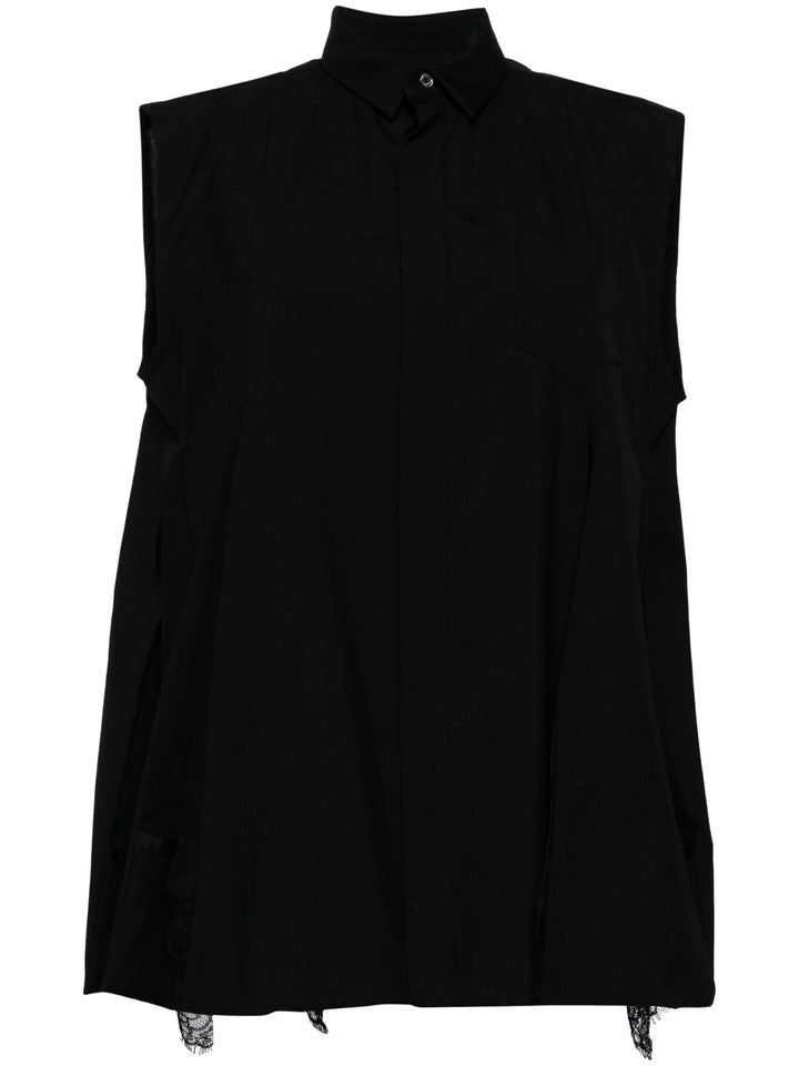 Chiffon Mix Suiting Shirt