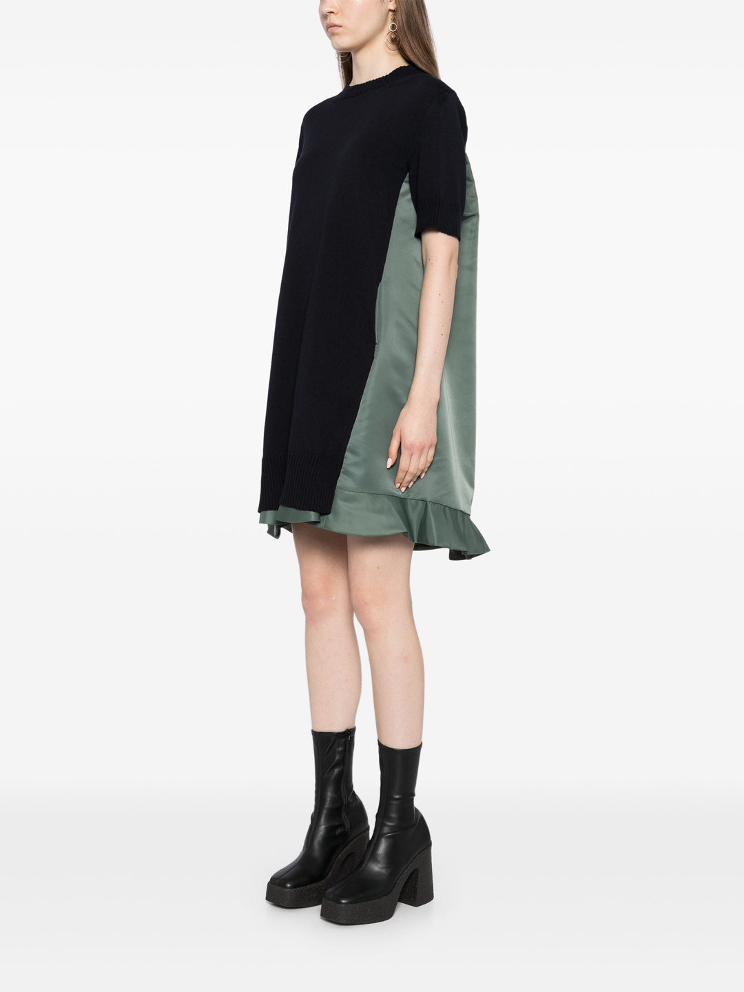 Nylon Twill X Knit Dress