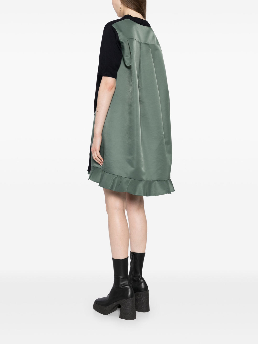 Nylon Twill X Knit Dress
