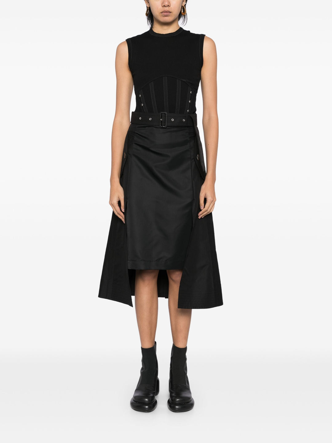 Cotton Gabardine X Nylon Twill Skirt