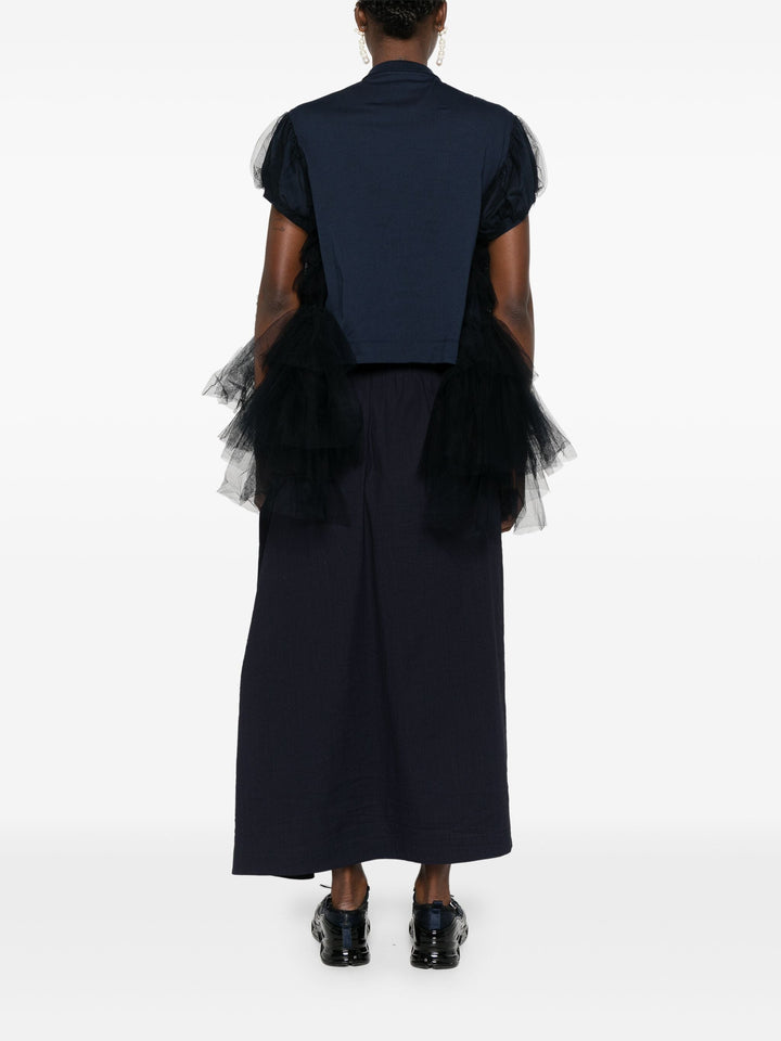 Puff Sleeve Tulle Frill Polo Shirt Dress