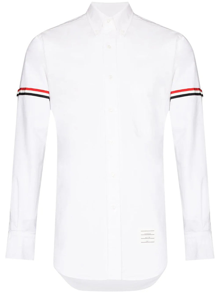 White Oxford Striped Grosgrain Armband Classic Shirt Men