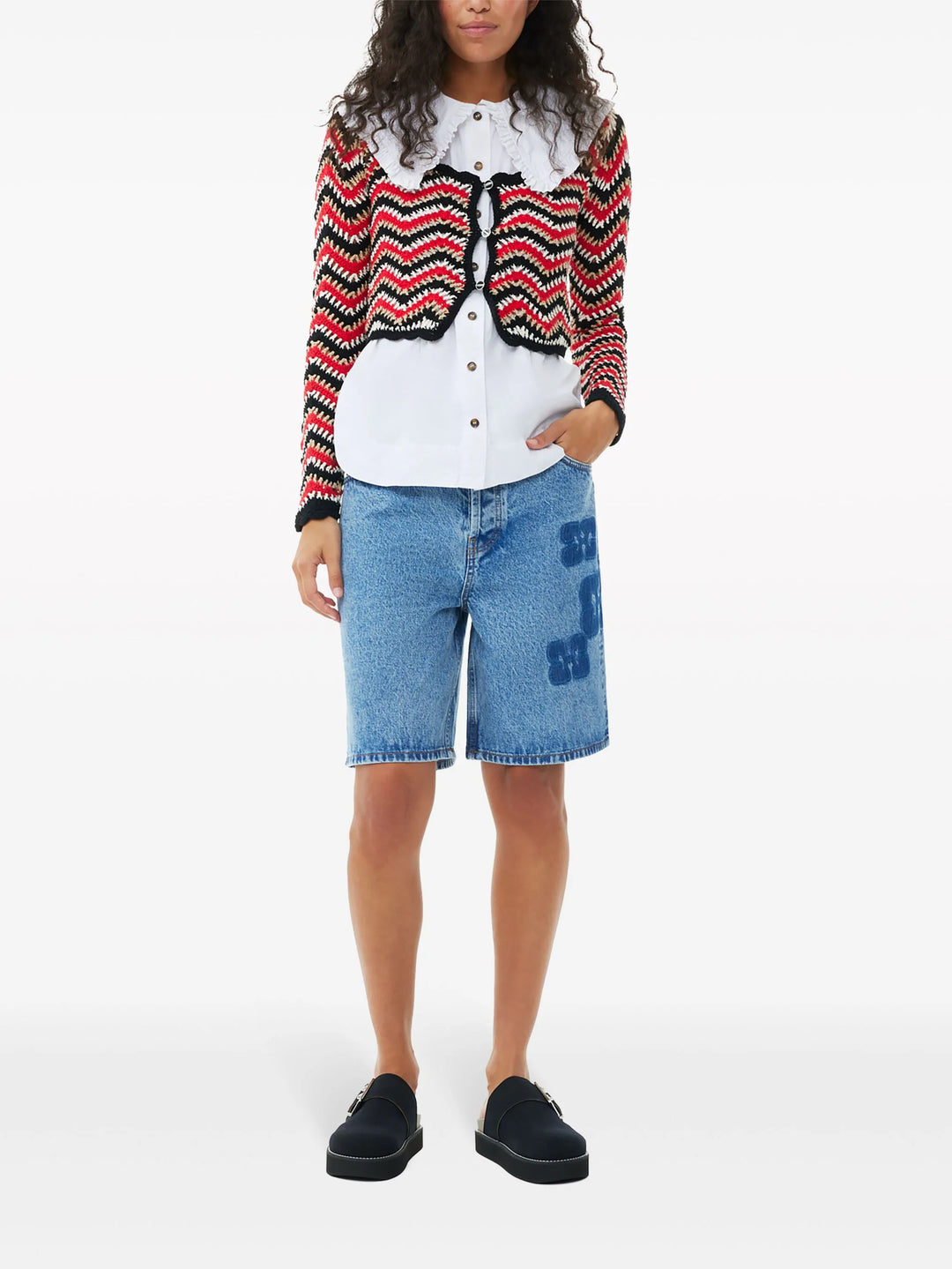 코튼 크로셰 카디건