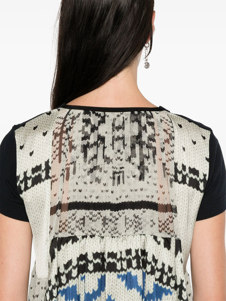 Pattern Knit Print Cotton Jersey Tee