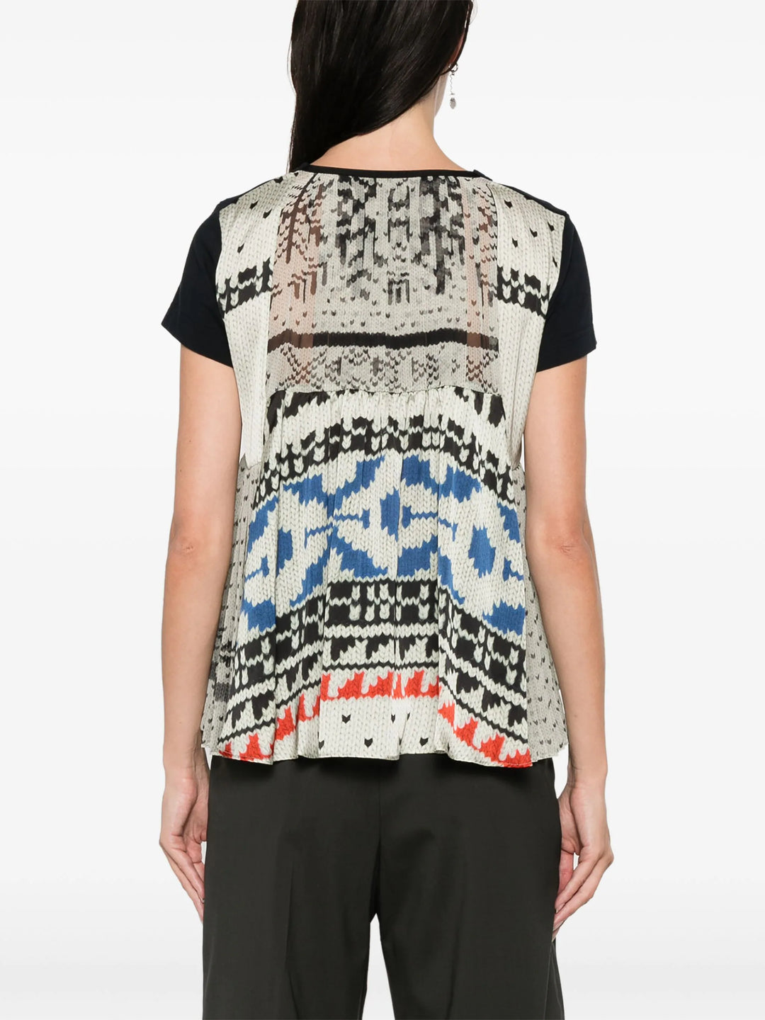 Pattern Knit Print Cotton Jersey Tee