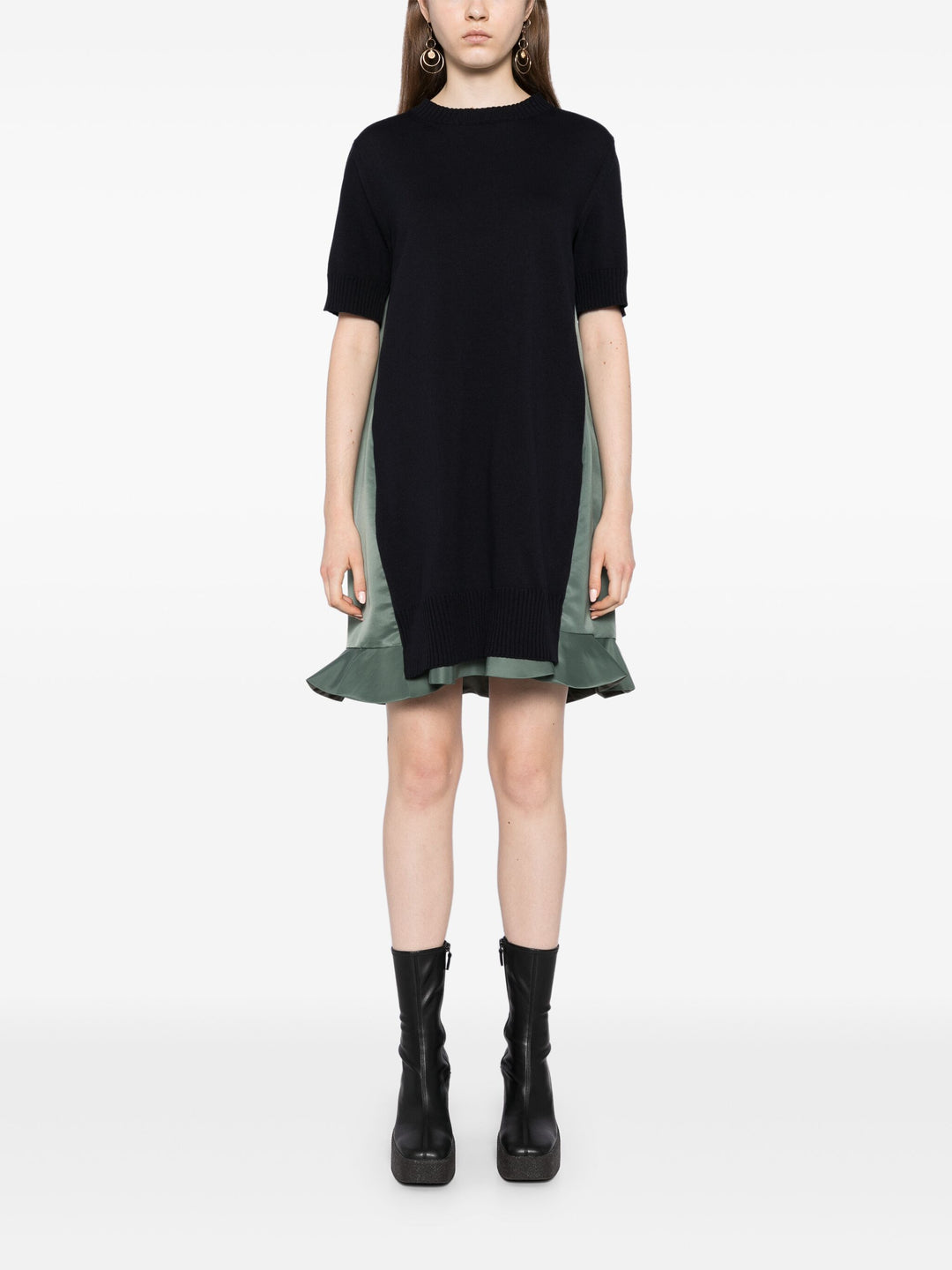 Nylon Twill X Knit Dress