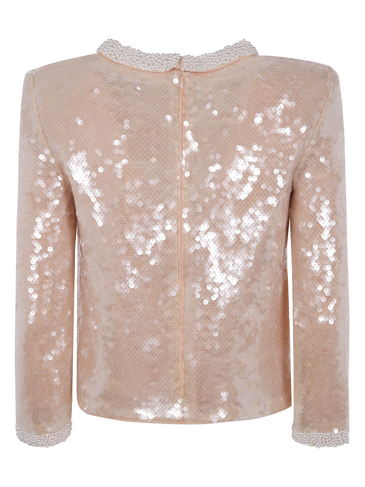 Pearl Trim Sequin Top