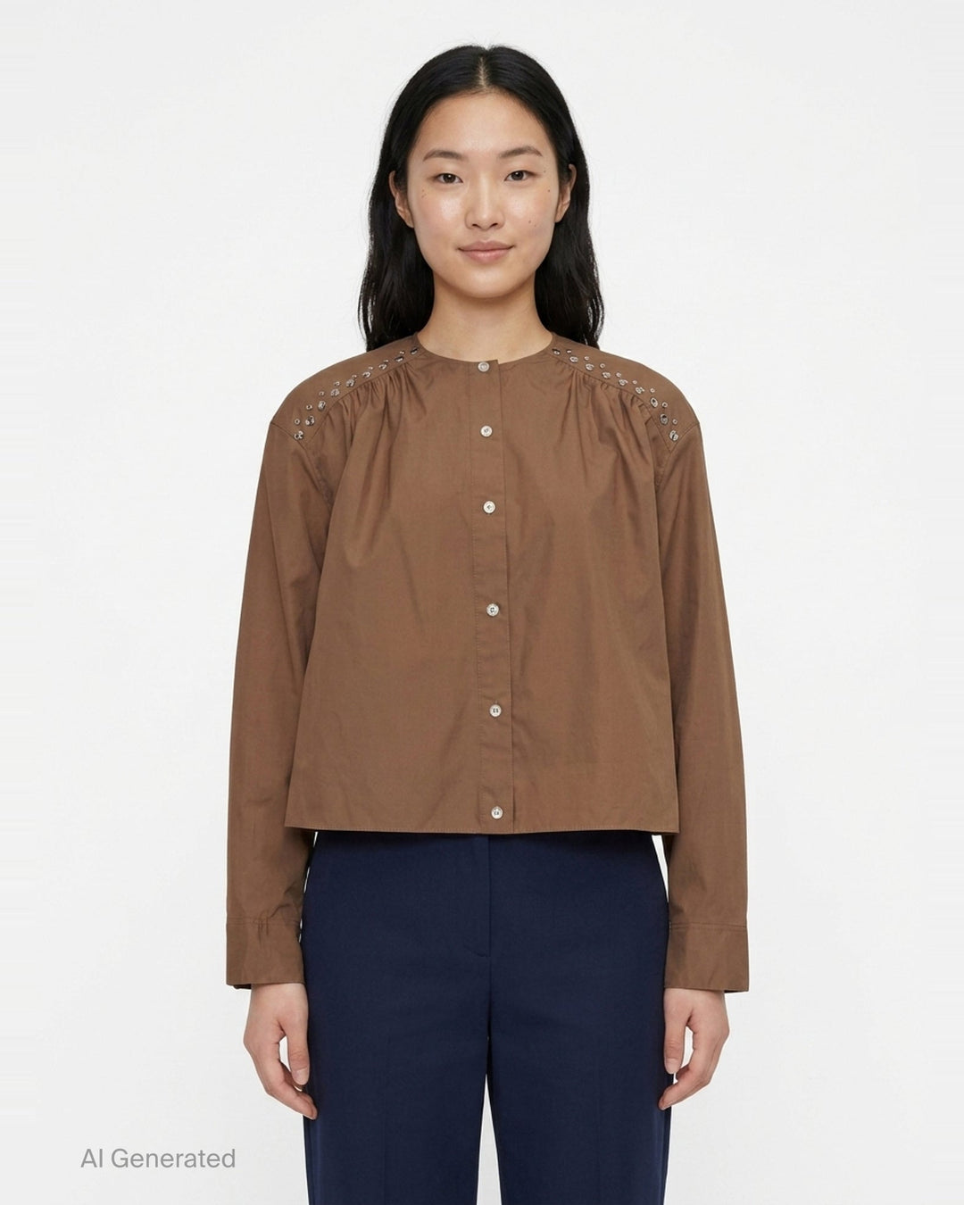 Gathered Poplin Studded Blouse | 3.1 Phillip Lim | Club21 - front