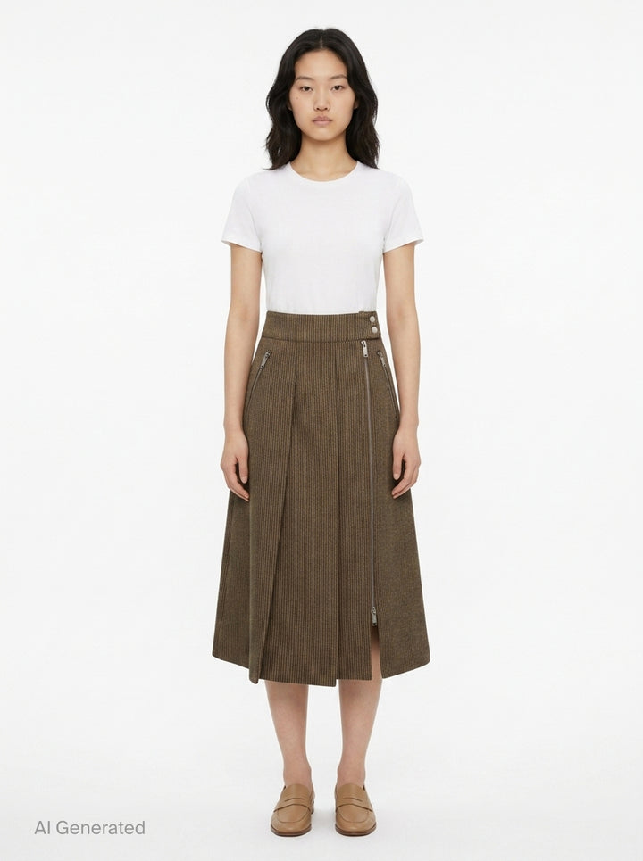 Pleated Tweed Midi Skirt | 3.1 Phillip Lim | Club21 - front