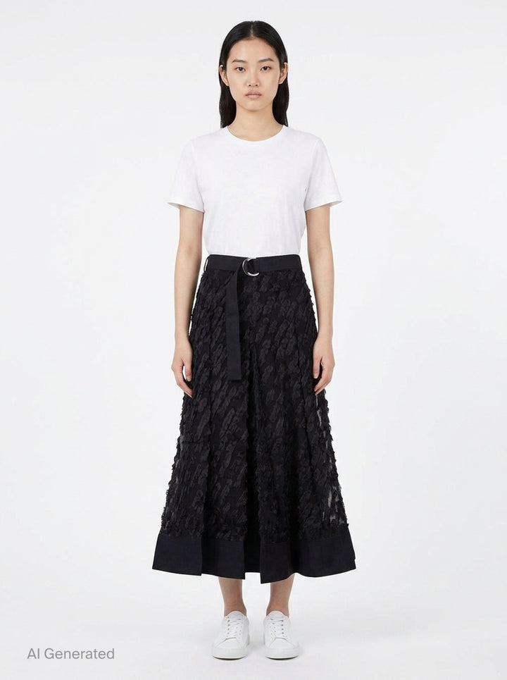 Textured Organza Belted Midi Skirt | 3.1 Phillip Lim | Club21 - front
