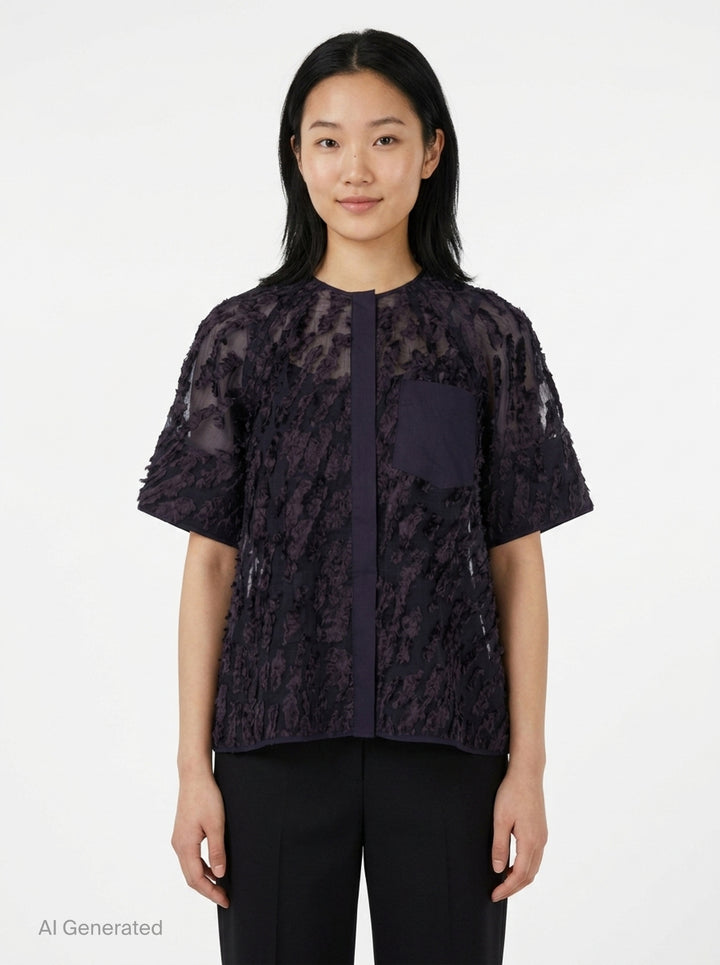 Textured Organza Short Sleeve Top | 3.1 Phillip Lim | Club21 - front
