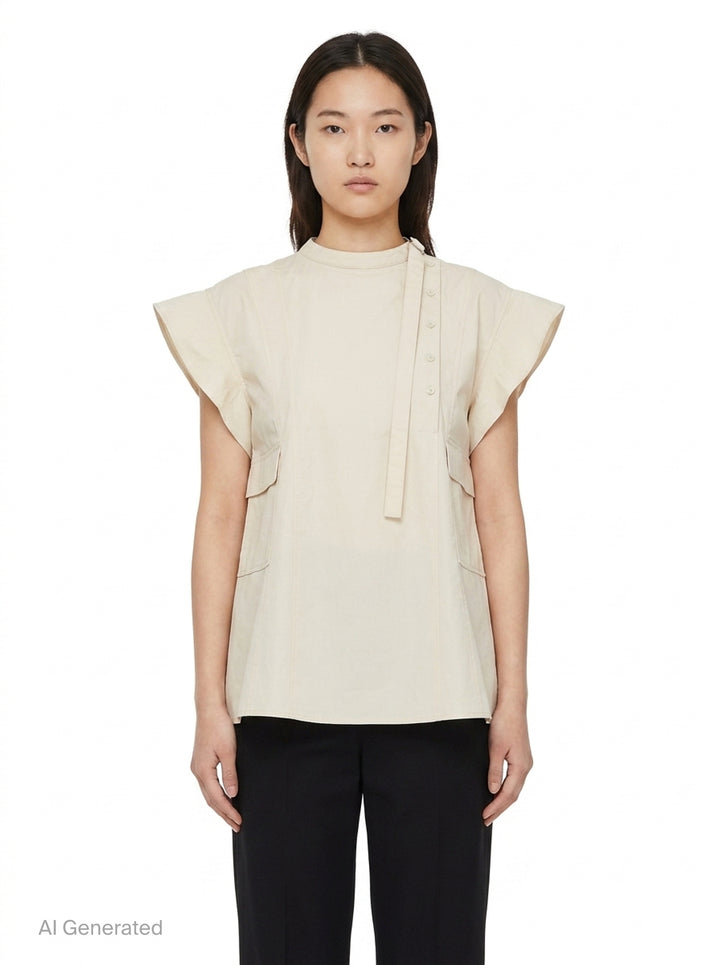 Tonal Poplin Flutter Sleeve Blouse | 3.1 Phillip Lim | Club21 - front