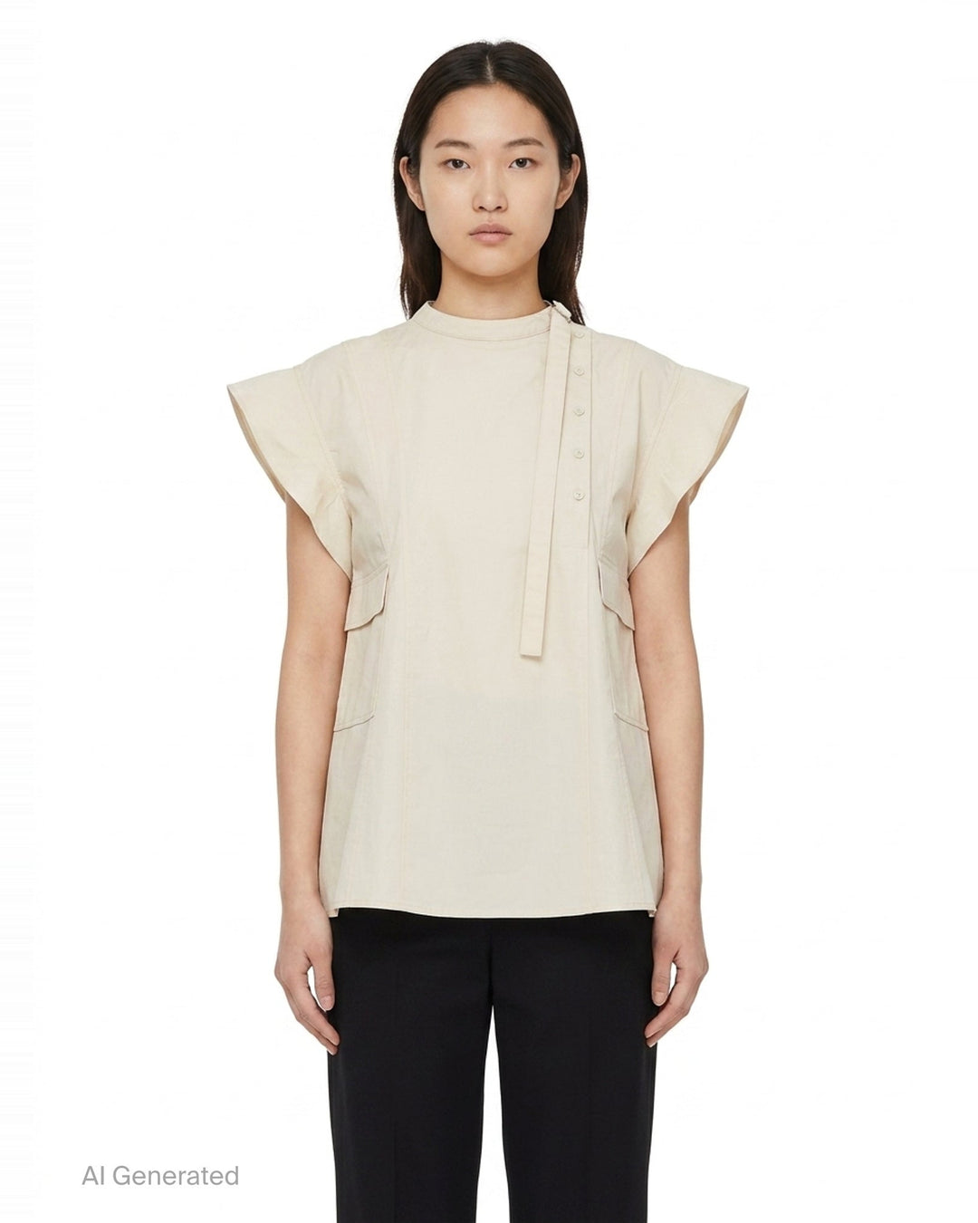 Tonal Poplin Flutter Sleeve Blouse | 3.1 Phillip Lim | Club21 - front
