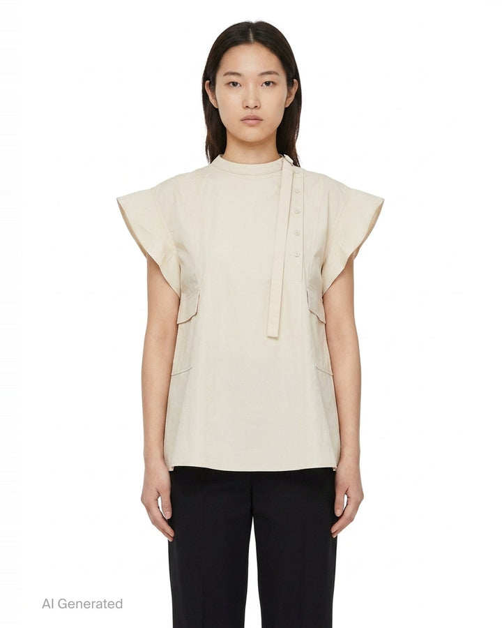 Tonal Poplin Flutter Sleeve Blouse | 3.1 Phillip Lim | Club21 - front